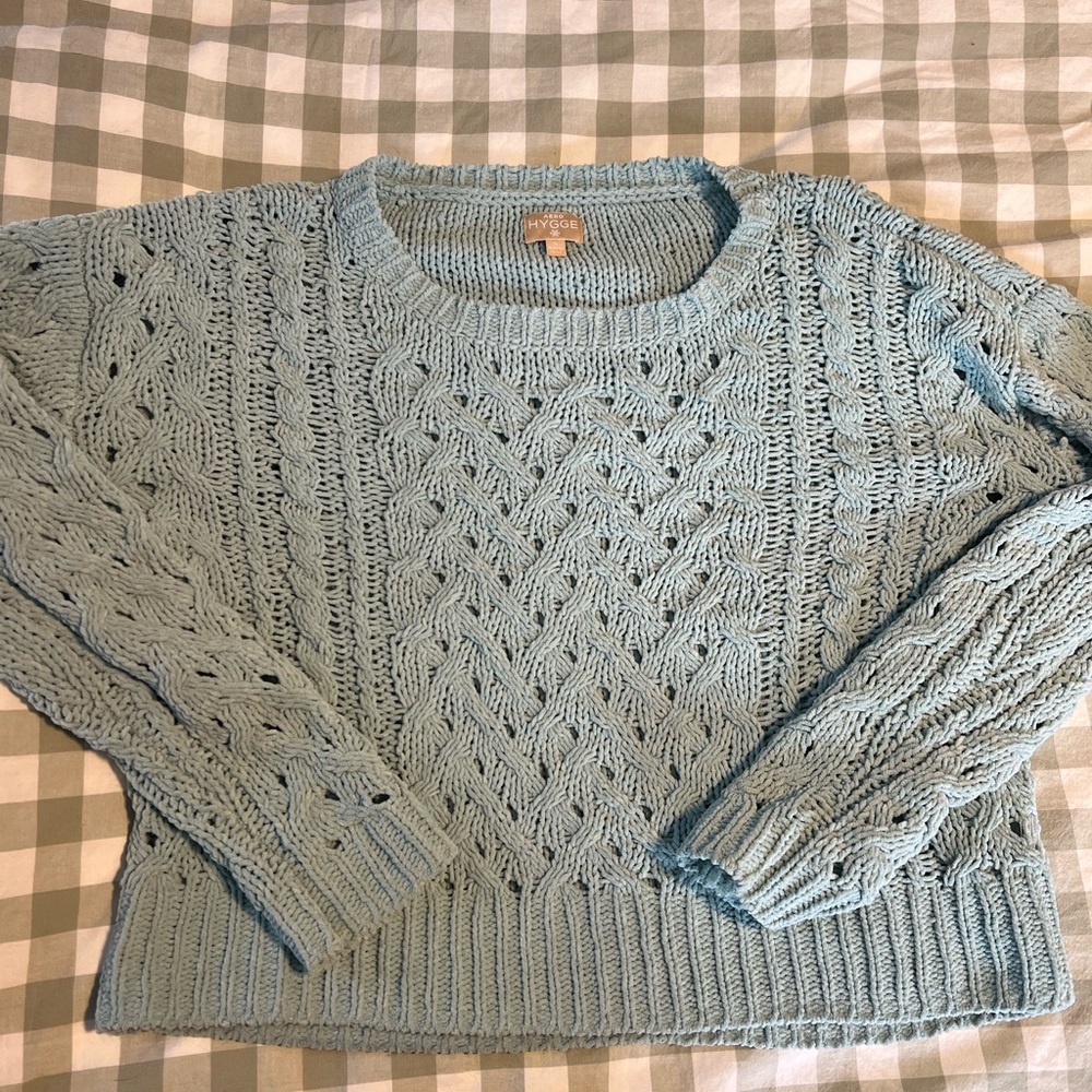 Women's Blue Cable Knit Sweater